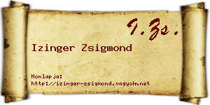 Izinger Zsigmond névjegykártya